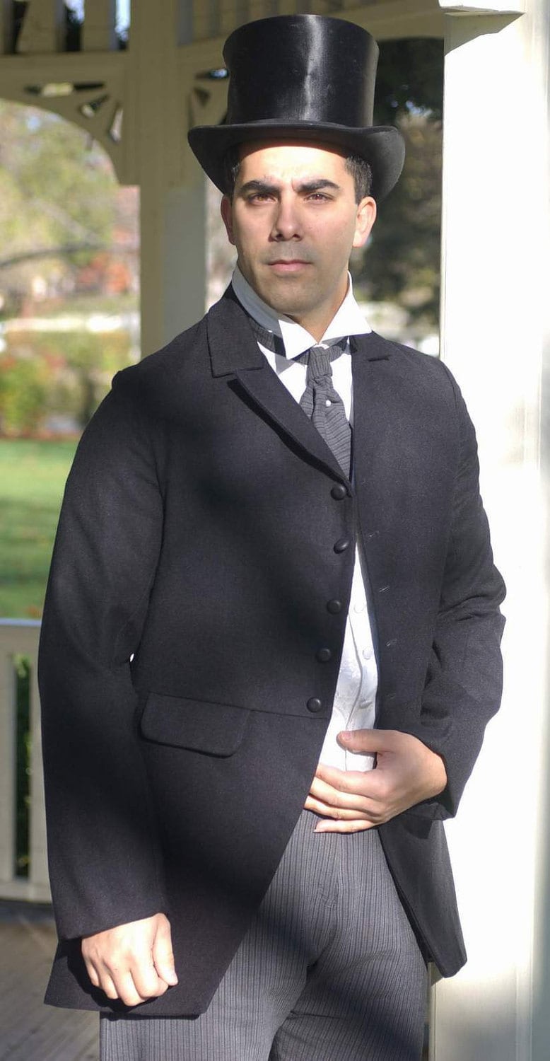 Mans Victorian Steampunk Wedding Frock Coat Edwardian Mourning Jacket Groom Formal