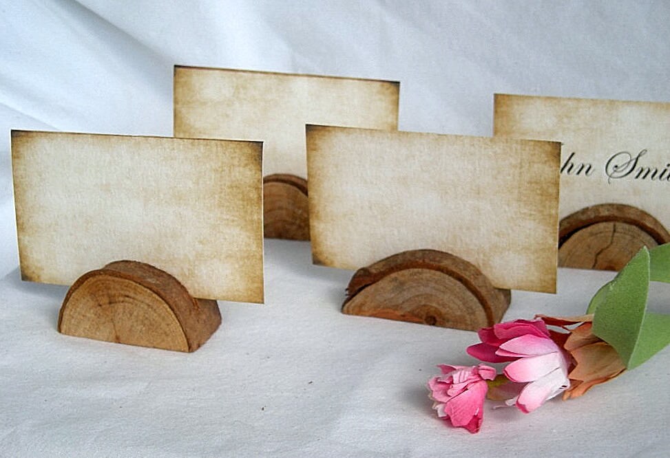 Wood Place Card Holder Rustic Wedding Decor Holders Woodland Table Number W Personalized Cards