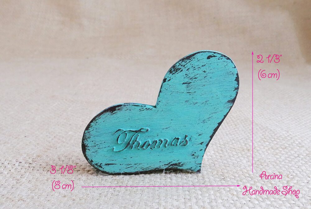 Rustic Wood Heart Wedding Place Card Personalized Name Tag