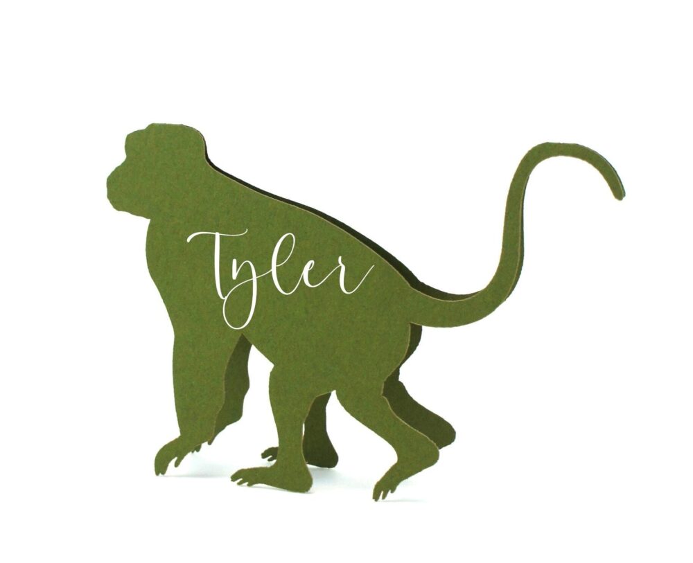 Personalized Wedding Monkey Place Card Safari Zoo Animal Tropical Rustic Jungle Bridal Shower Gender Reveal Baby