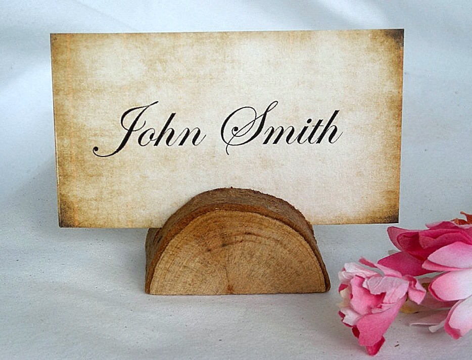 Wood Place Card Holder Rustic Wedding Decor Holders Woodland Table Number W Personalized Cards