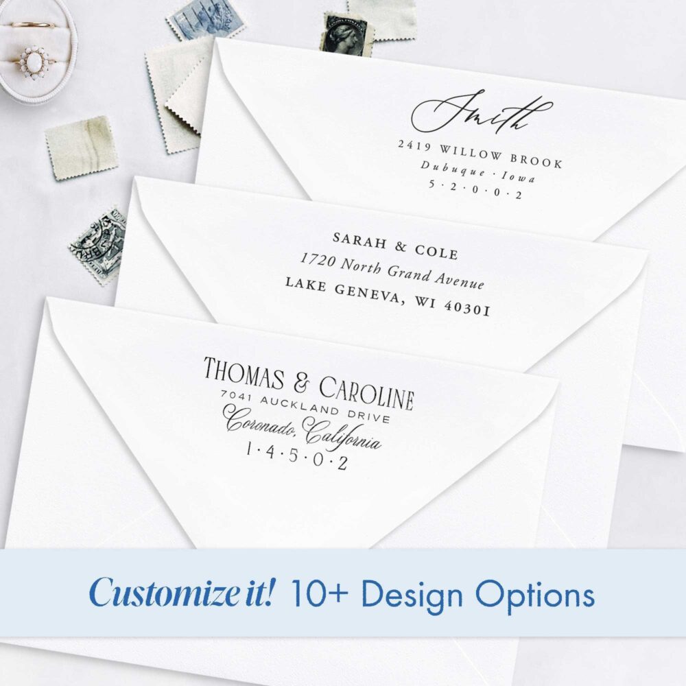 Elegant Wedding Address Stamp Personalized Gift For Couple Save The Date Invitation Customized Idea Newly Wed