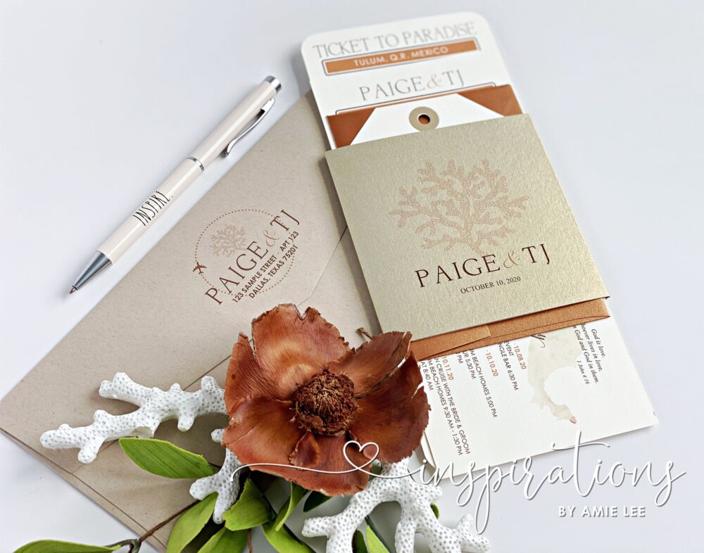 Boarding Pass Wedding Invitations, Airplane Ticket, Destination Wedding, Beach Wedding, Travel Theme, Copper, Gold, Blush