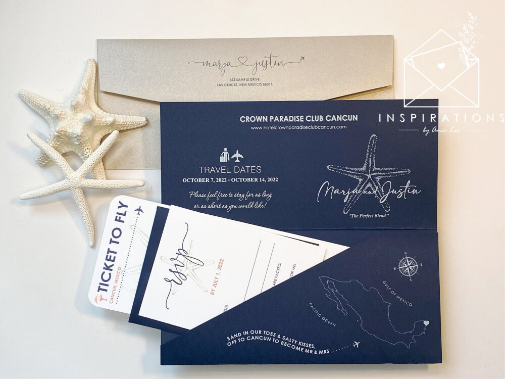 Boarding Pass Wedding Invitations, Destination Passes, Travel Theme, Airplane Ticket, Beach Invitation