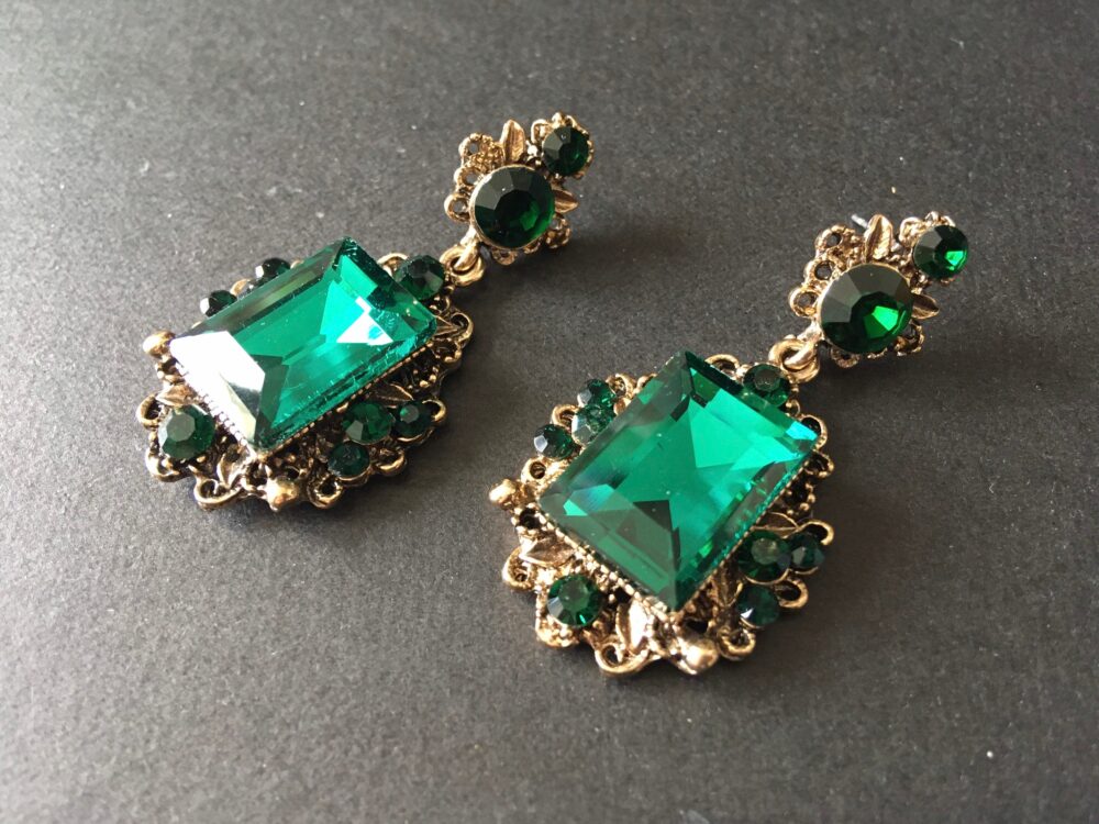 Long Drop Earrings, Emerald Vintage Wedding, Mother Of Groom Gift, Dangle Earring, Green Birthstone Prom