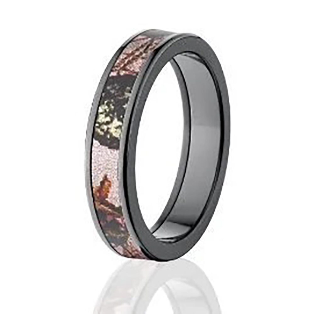 Mossy Oak Camo Rings, Camouflage Wedding Bands, Pink Break Up Bands Z-5F-Pinkbreakup