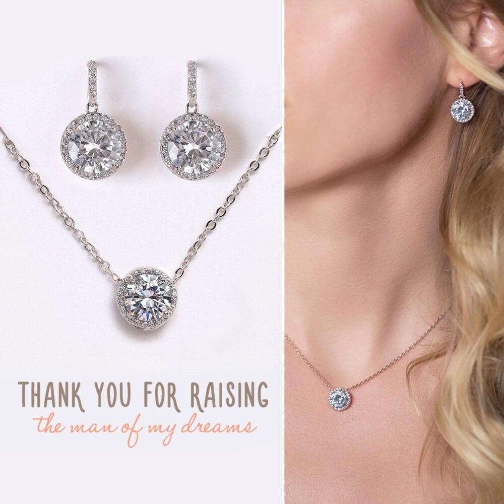 Wedding Gift, Mother Of Bride Groom Drop Earrings, Crystal Jewelry, Jewelry Set