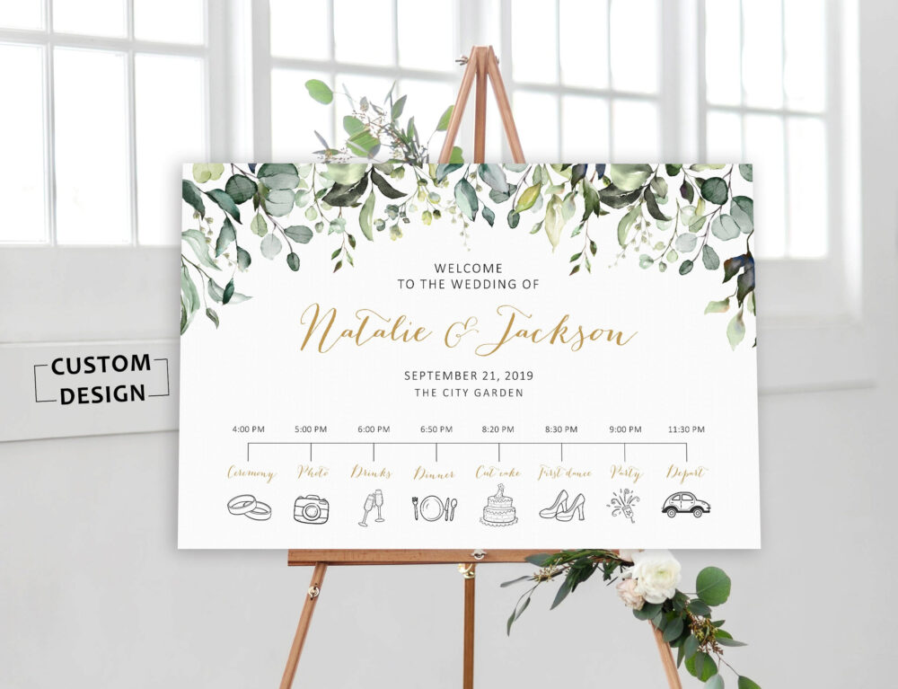 Wedding Welcome Timeline Sign, Printable Wedding Timeline Order Of Event, Decorations, Template