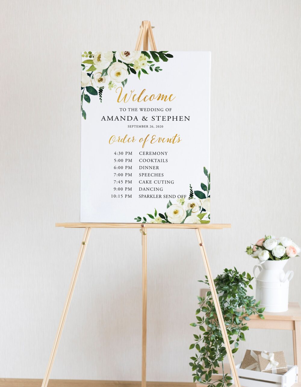Greenery Order Of Event, Wedding Welcome Timeline Sign, Printable Wedding Timeline Decorations, Sign