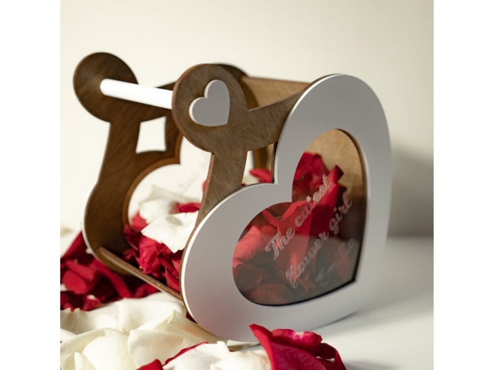 Wedding Flower Girl Basket, Basket For Petals Or Confetti, Personalized Bucket