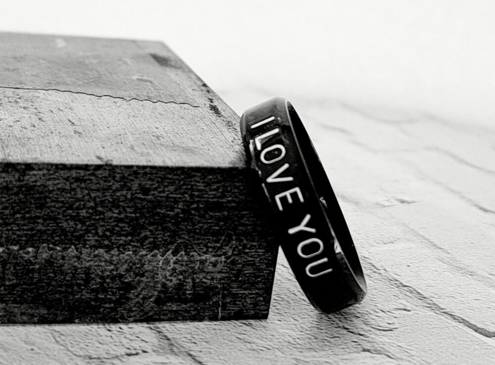 Black Name Ring/Man Wedding Band/Fathers Engraved Ring/Stainless Steel Ring/Mans Personalized Promise Ring/Dad Ring