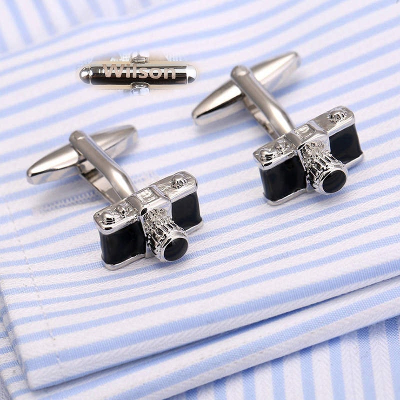 Personalized Cufflinks.initials Engraving.camera Cuff Link.photo Cufflink.camera Cufflink.photographer's Link.lycra Camera Cufflinks