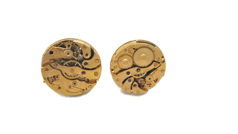 Cuff Links Cufflinks Vintage Gold Bulova Rubies Men's Steampunk Wedding Groom Cufflinks, Unique Gifts For Men