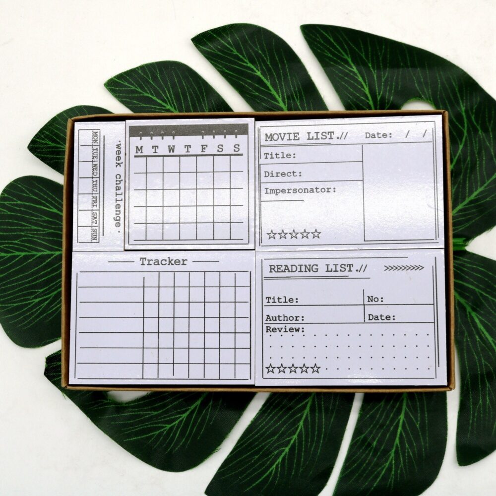 Planner Stamp Set Date Weekly Month Tracker Clock in Plann Wooden Rubber Stamps