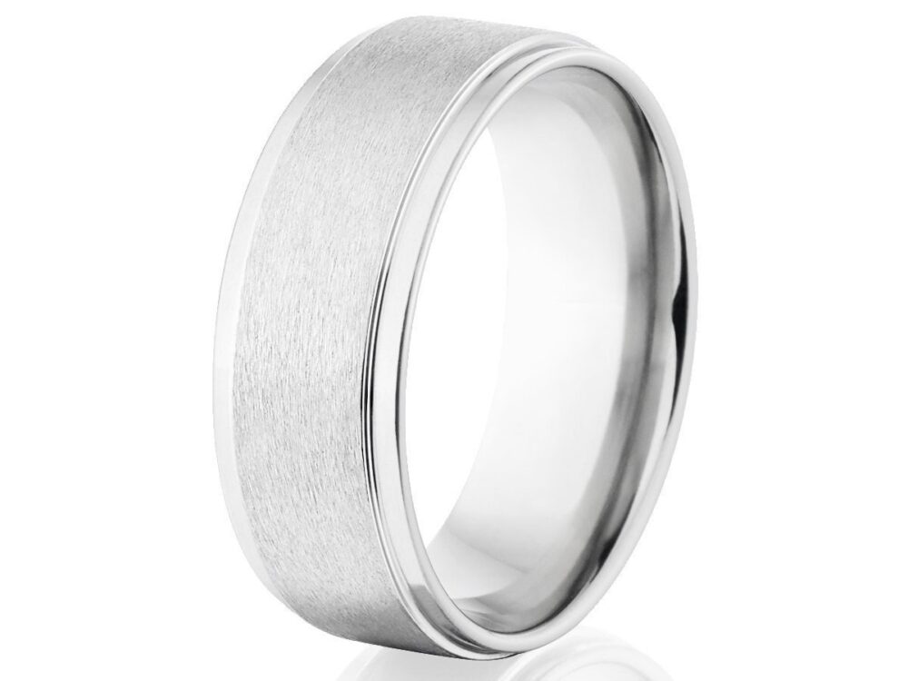 Cobalt Chrome Men's Wedding Band, Stone Finish Ring, Handmade USA Comfort Fit