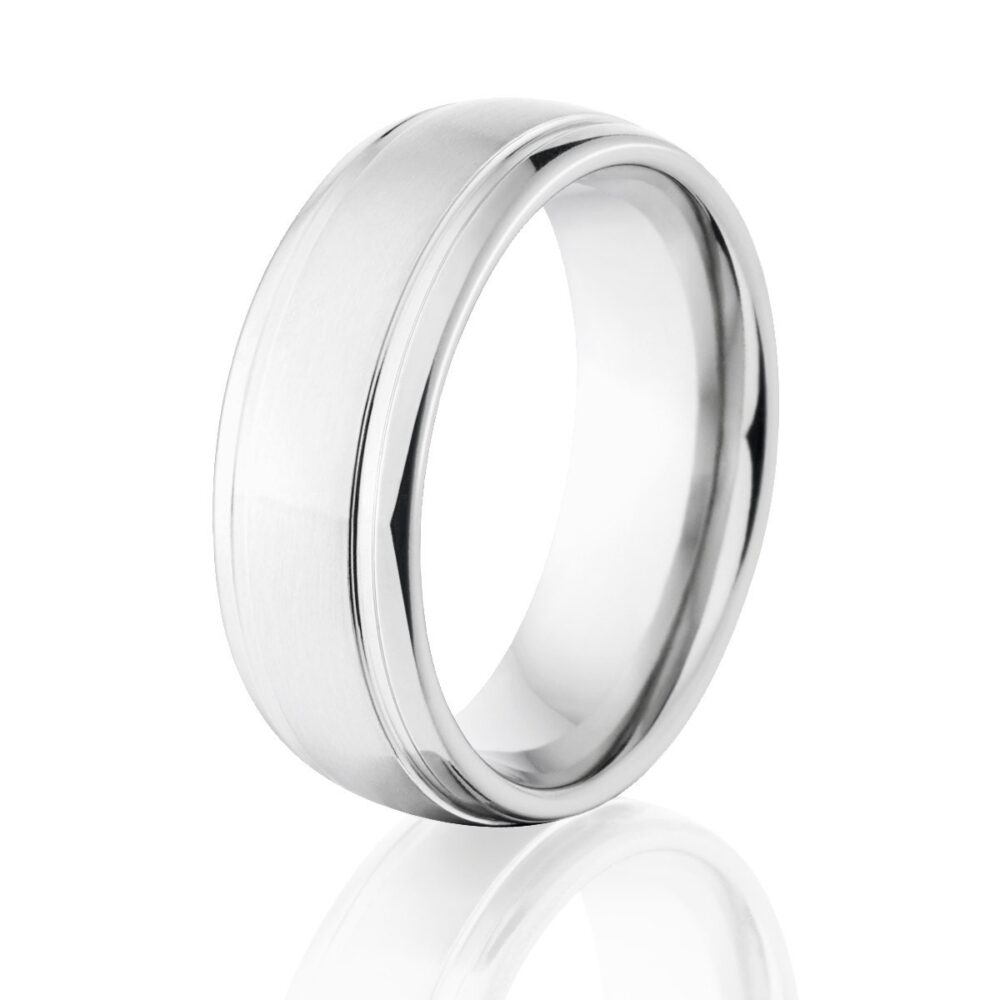 Cobalt Chrome Men's Wedding Band, 8mm Brushed Comfort Fit Ring, Handcrafted USA Made