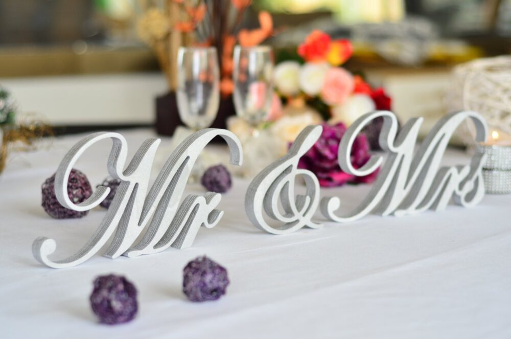 Wedding Reception Mr Mrs Signs, Wedding Table Centerpiece, & Script Letters Rustic Wood Sign Sweetheart Decor, Bridal Gift