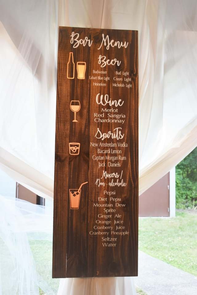 Bar Menu Sign, 48" X 12", Wedding Menu, Rustic Wooden Sign