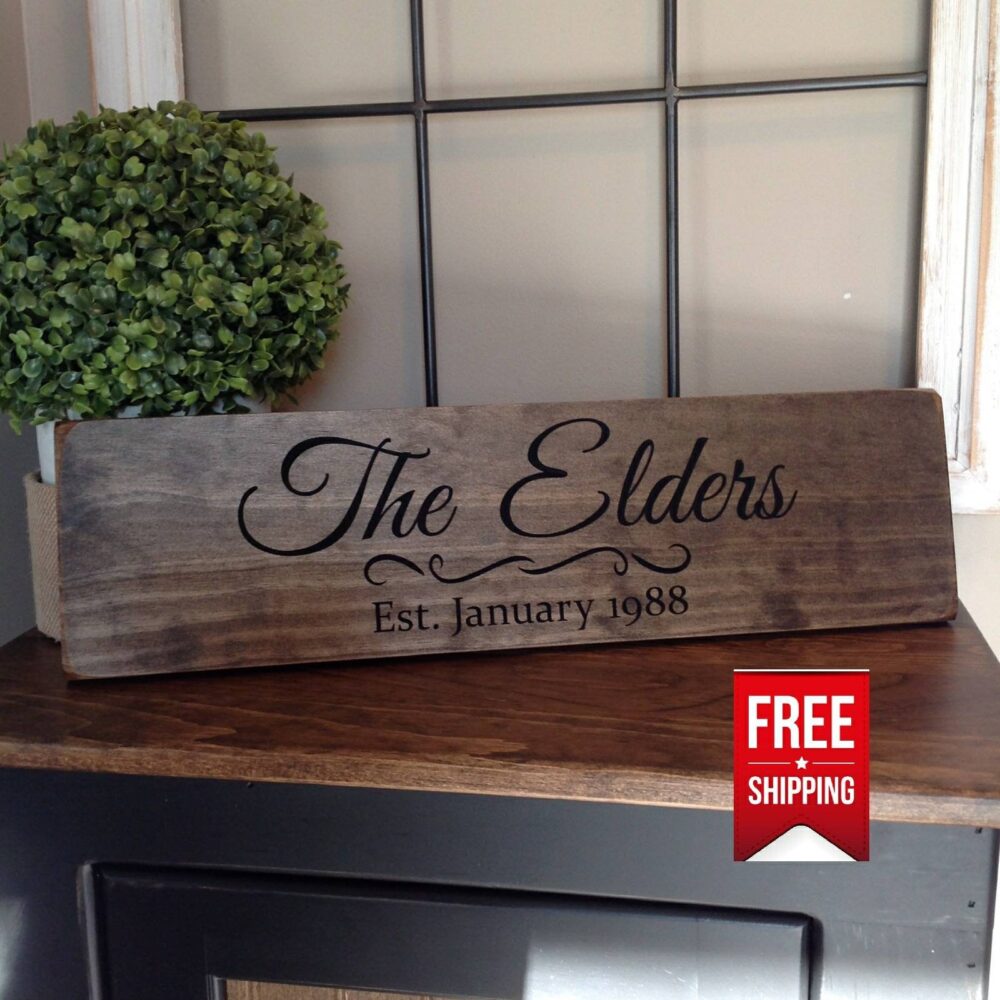 Personalized Wedding Gift, Engraved Wood Sign, Rustic Decor, Name Housewarming Custom Sign