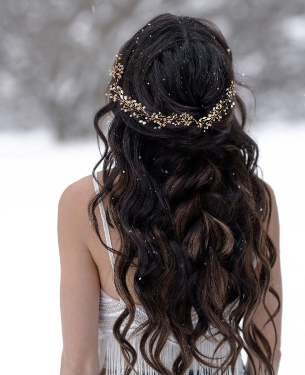 Wedding Hair Vine Piece Bridal Pieces Pearl Head Gold