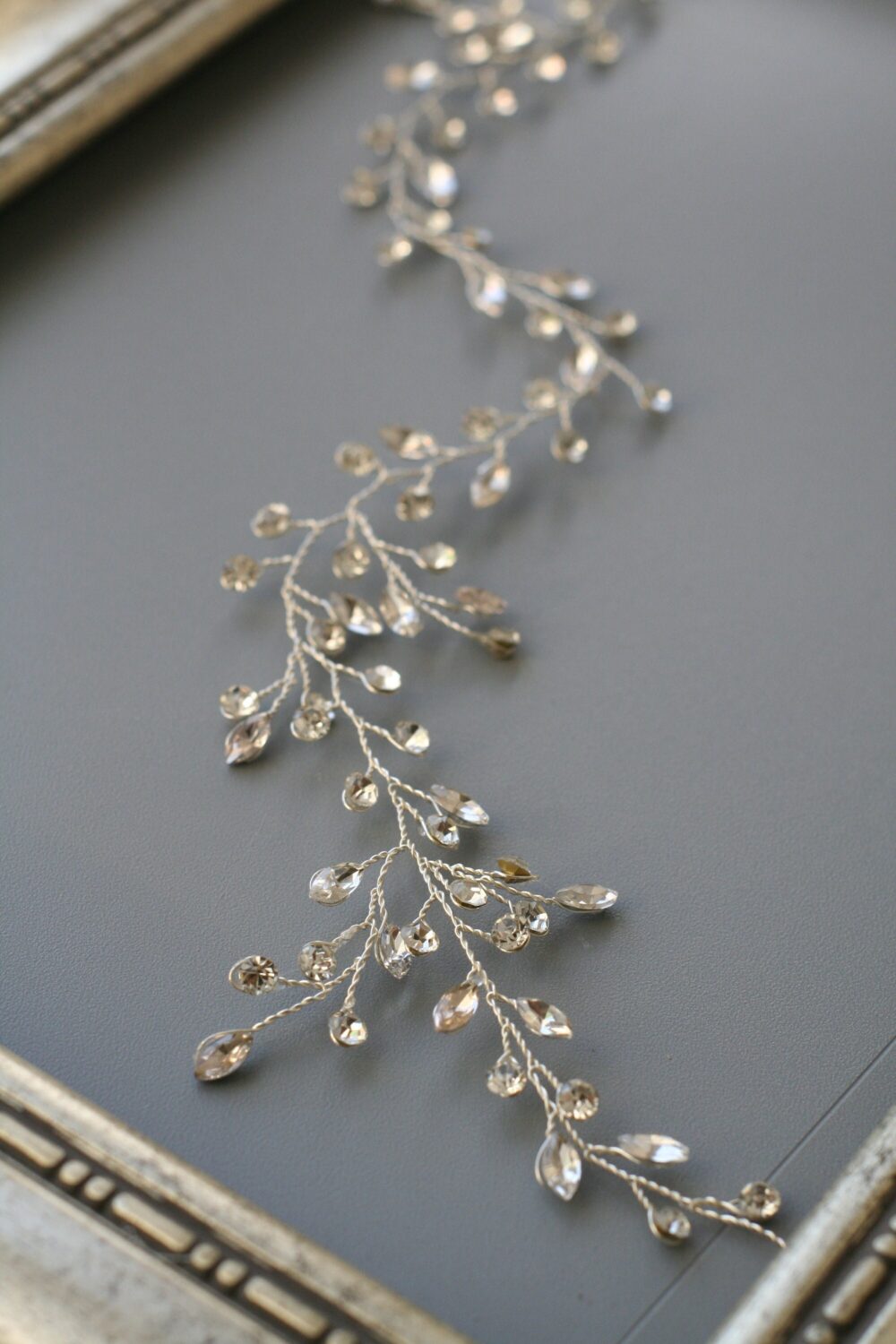 Crystal Wedding Hair Vine Rhinestone Bridal Headpiece, Silver | 14 Inches