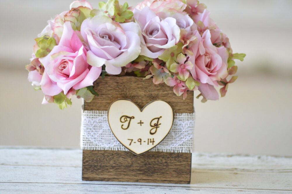 Rustic Wedding Centerpiece, Burlap & Lace Country Table Setting, Home Decor