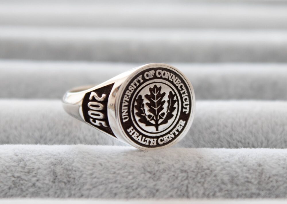 High School Class Ring, Custom Engraving, Personalized Signet Silver Ring For Men & Women, 925 Silver, Gold Rose
