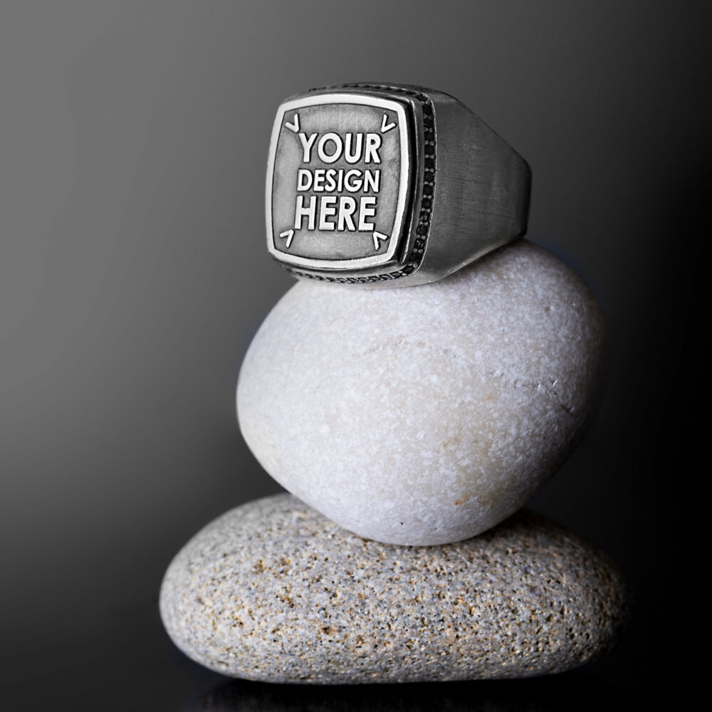 Custom Engraved Silver Signet Ring - Personalized Men's Jewelry Handmade Father's Day Gift Unique Sterling