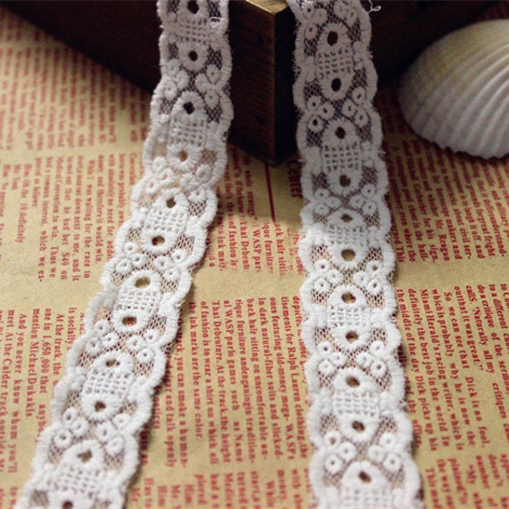 20 Yards/Lot Width 2.3cm 0.9" White Mesh Embroidery Lace Trim Ribbon Fabric For Dress Skirt Clothes L4K725 110961