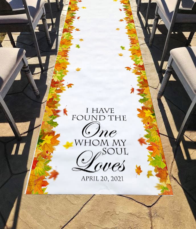 Custom Fall Wedding Aisle Runner Personalized Autumn Leaves Decor