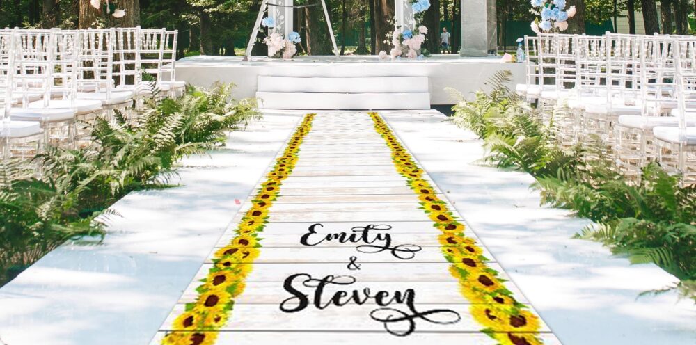 Sunflower Wedding Aisle Runner Personalized Outdoor Ceremony Decor