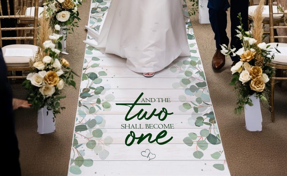 Custom Wedding Aisle Runner Eucalyptus Design, Personalized Decor