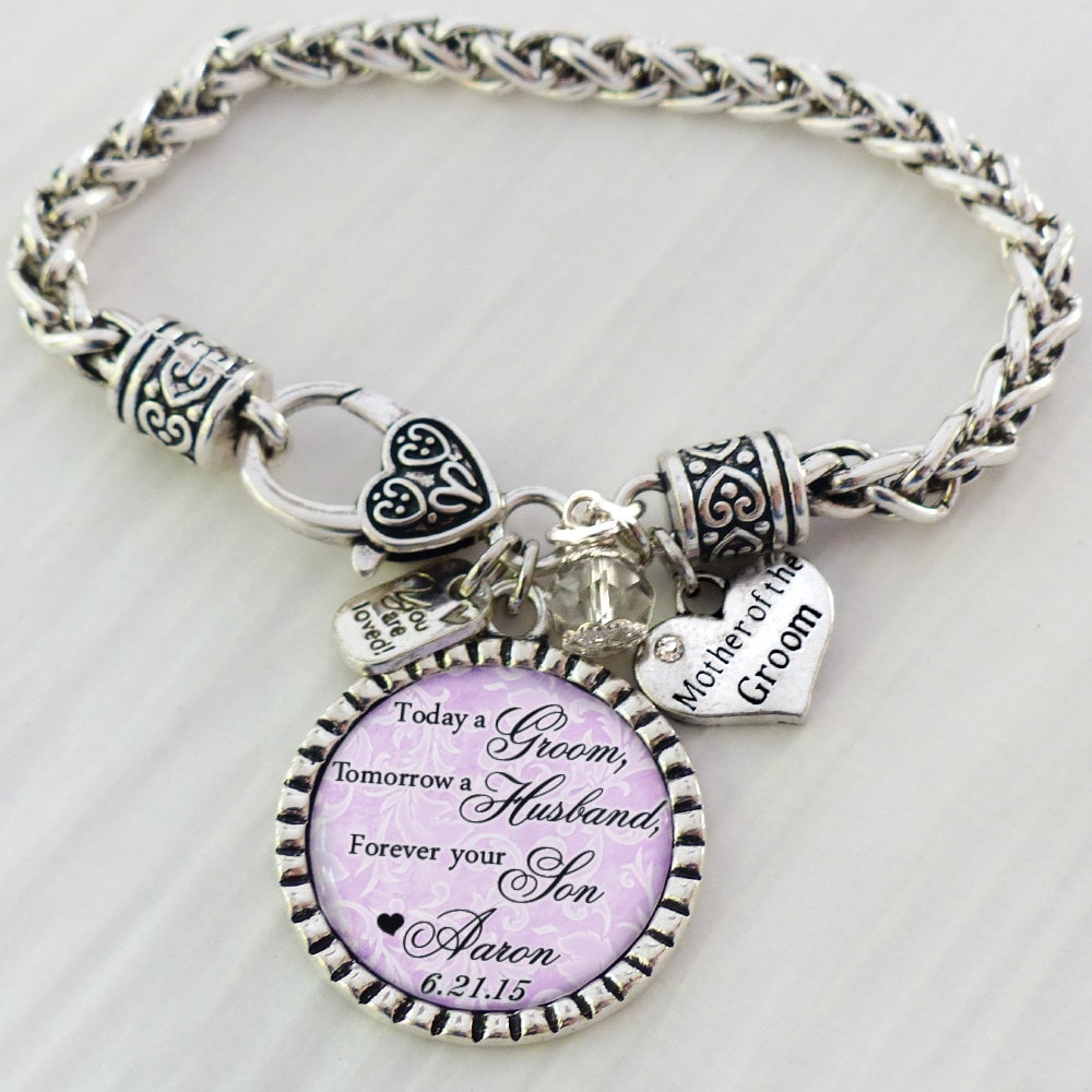 Mother Of The Groom Gift, Personalized Wedding Bracelet, Message, Today A Groom, Tomorrow Husband, Bracelet For Mog, Name & Date Jewelry