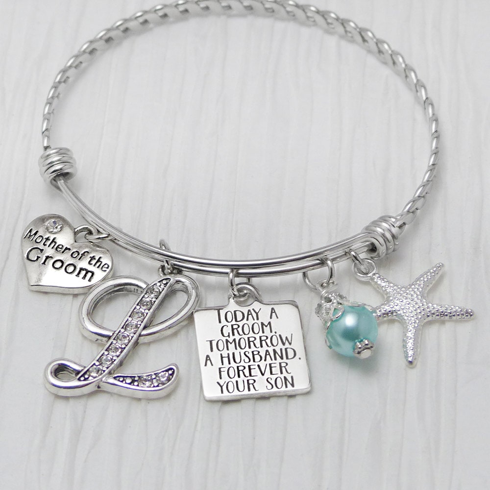 Mother Of The Groom Bracelet - Today A Groom, Wedding Bracelet-Bridal Jewelry - Expandable Bangle Bracelet-Wedding Bracelet-Tomorrow Husband
