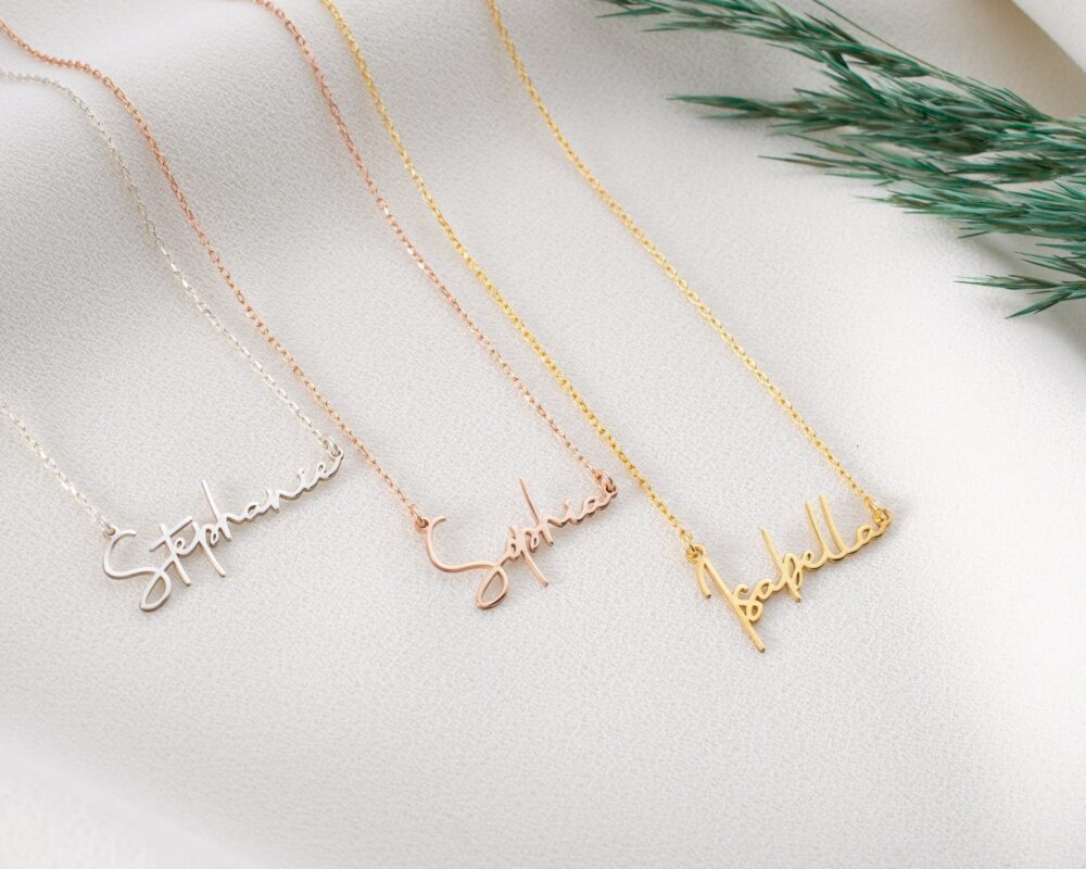 Personalized Name Necklace Sterling Silver Signature Script Pendant