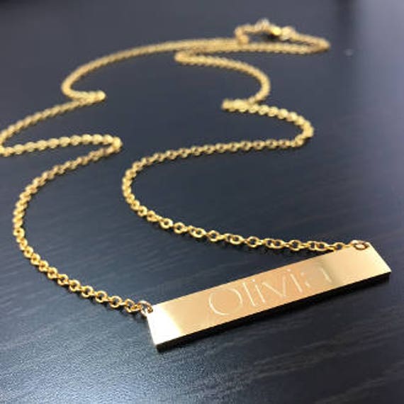 Stainless Steel Name Bar Necklace Pendant