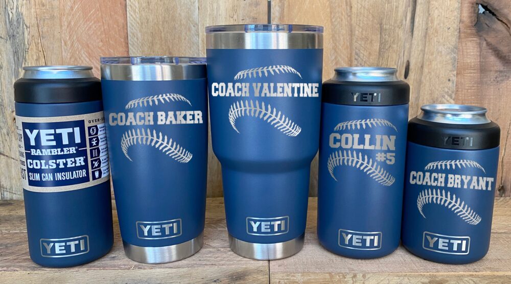 Yeti Stainless Steel Tumbler Laser Engraved 20 Or 30 Oz & Can Colsters - Personalized Baseball/Softball Player, Coach Gift, Select Color