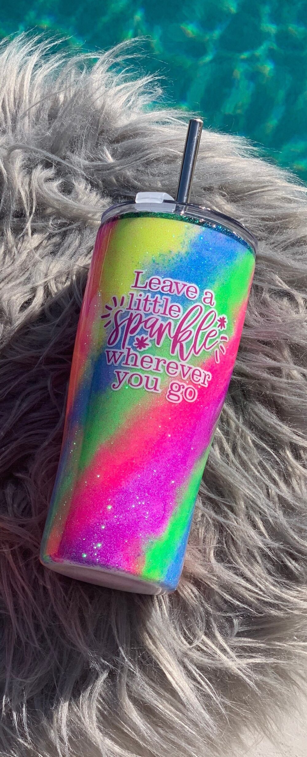 Glitter Tumbler, Rainbow Glitter Cup, Personalized Rainbow Tumbler