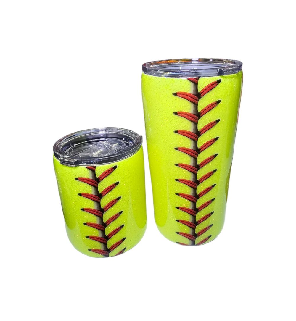 Epoxy Glitter Softball Stainless Steel Tumbler | Can Be Personalized, Custom Tumbler, Baseball Cup, Cup With Name