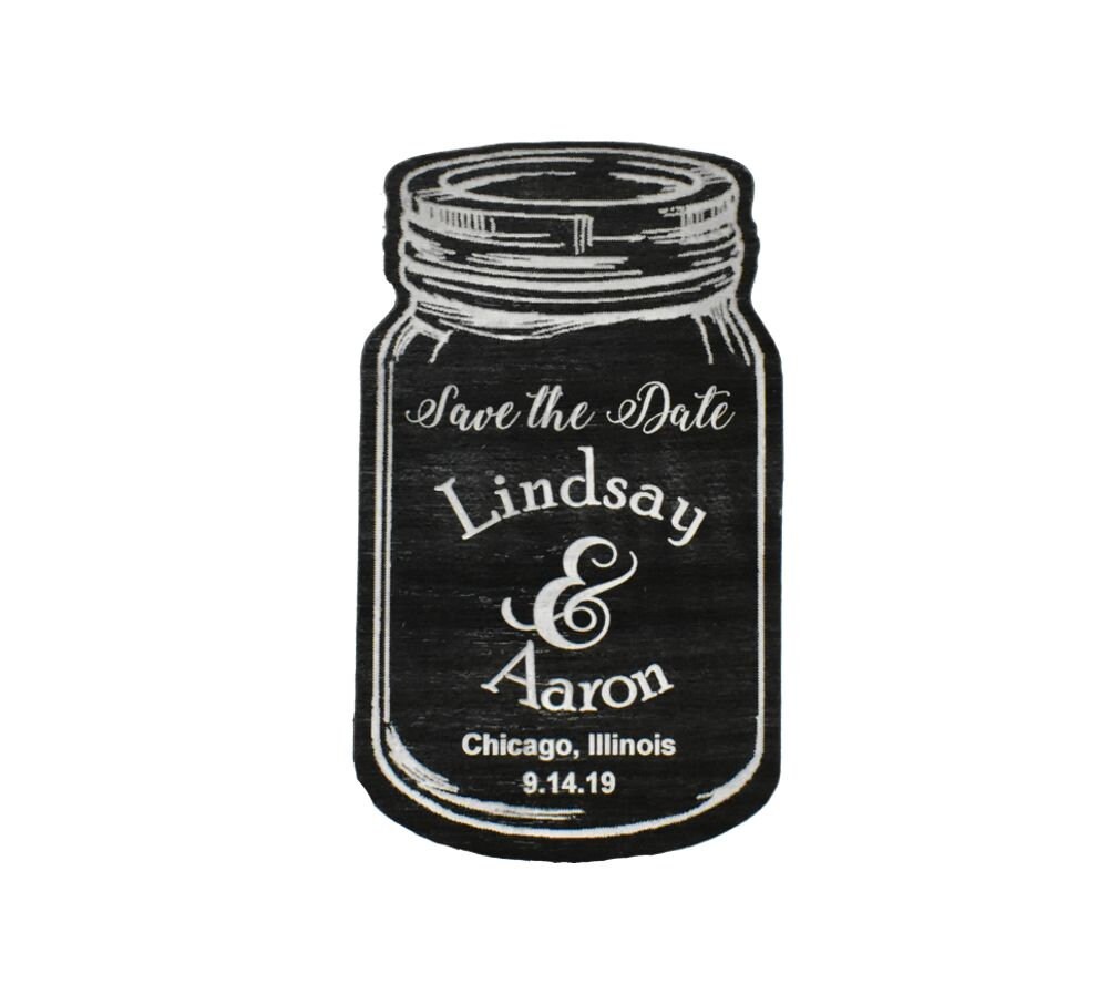 Rustic Wedding Mason Jar Engraved Save The Date Bulk - Minimalist Modern Unique - Change