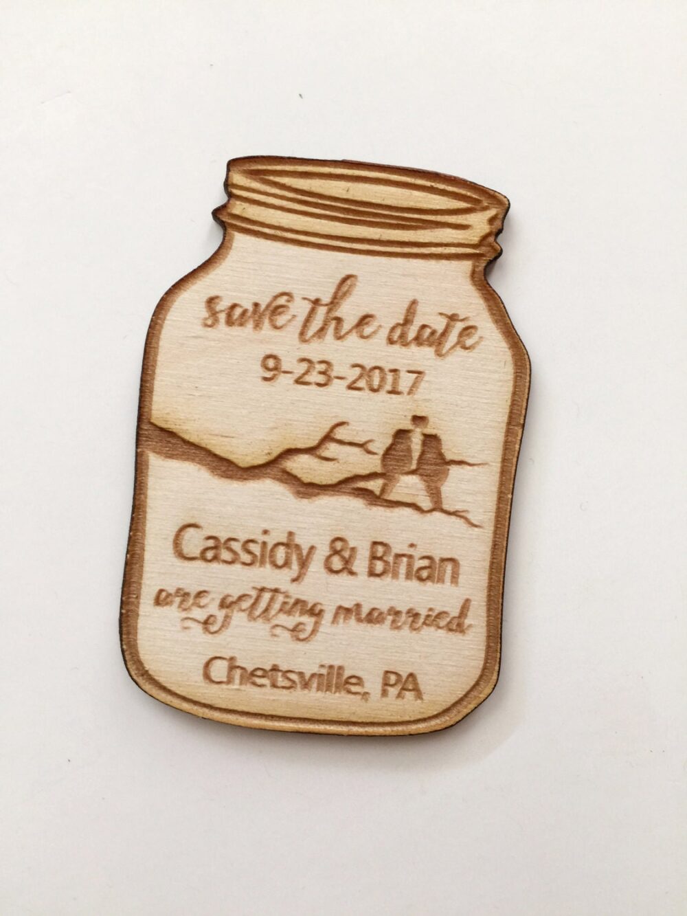 25 Mason Jar Wedding Save The Date Engraved Magnets - Save Dates For Your Wedding Engraved in Wood