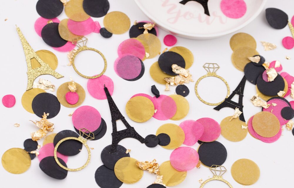 Paris Theme Bridal Shower, Brunch & Bubbly, Diamond Ring Confetti, Theme Bachelorette Party Decorations, Eiffell Tower Confetti