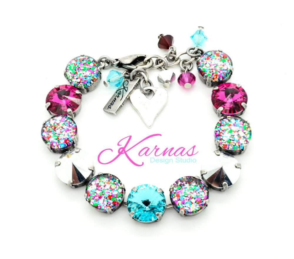I Love Confetti 12mm Crystal & Cabochon Bracelet K.d.s. Premium Pick Your Finish Karnas Design Studio