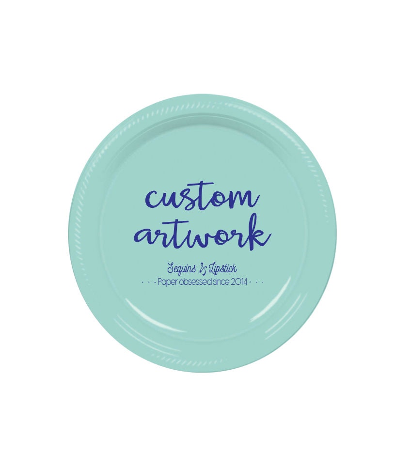 Personalized Plates, Custom Plate, Plastic Party Monogrammed Disposable Plates
