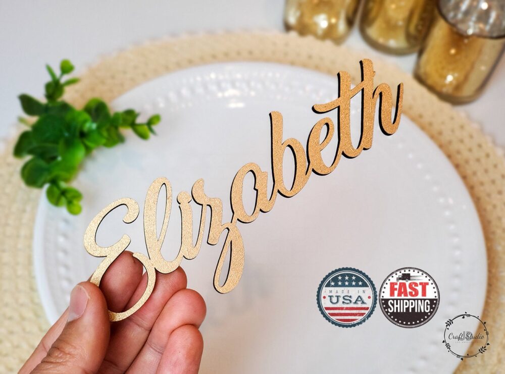 3D Wedding Name Place Card Wood Acrylic Setting Personalized Plates Table Laser Cut Names [118]