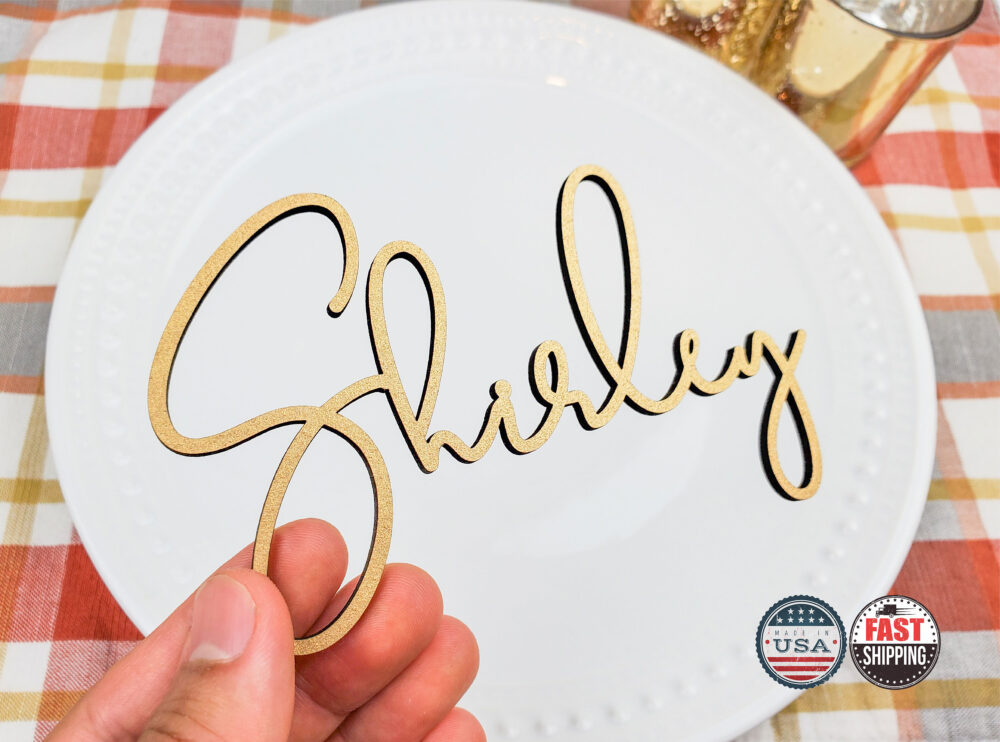 3D Wedding Name Place Card Wood Acrylic Setting Personalized Plates Table Laser Cut Names [120]