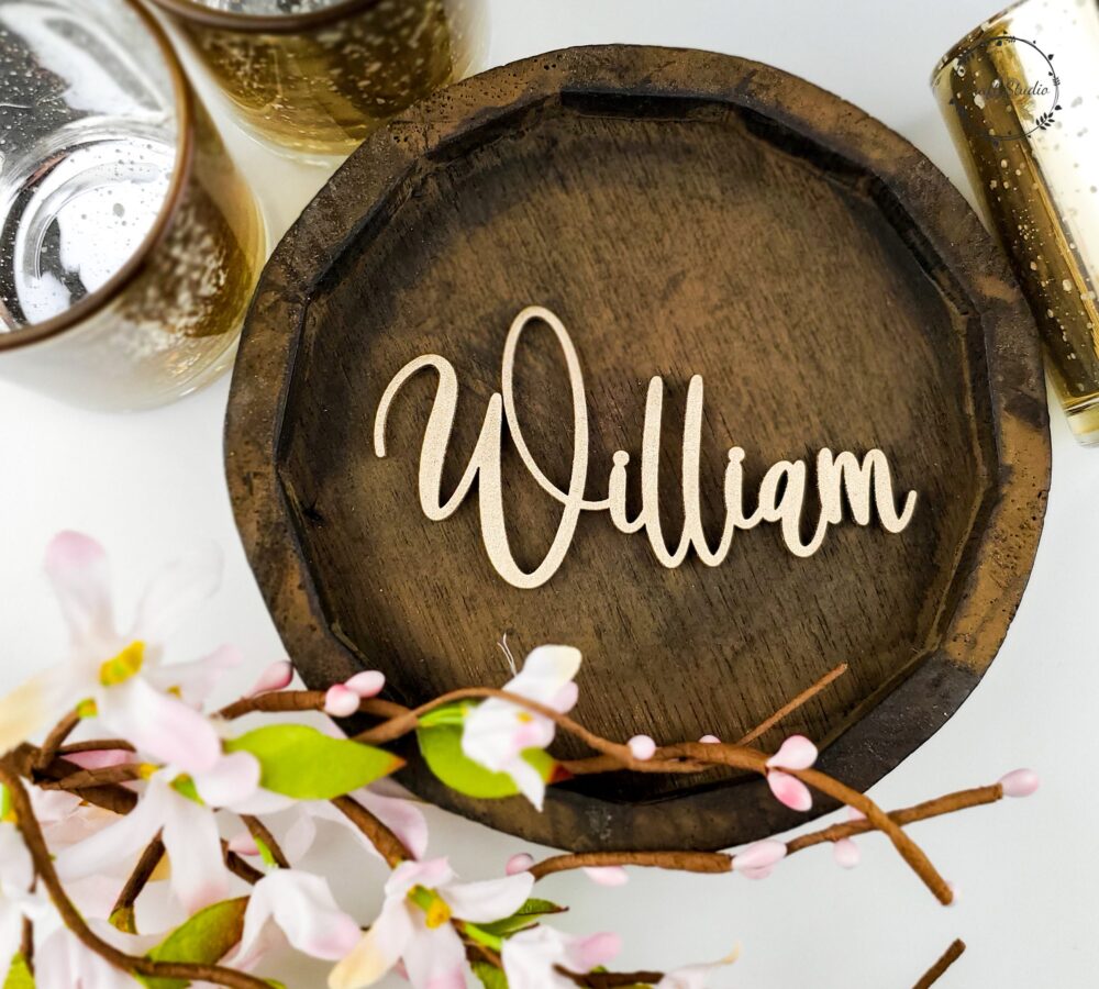 3D Wedding Name Place Card Wood Acrylic Setting Personalized Plates Table Laser Cut Names [106]