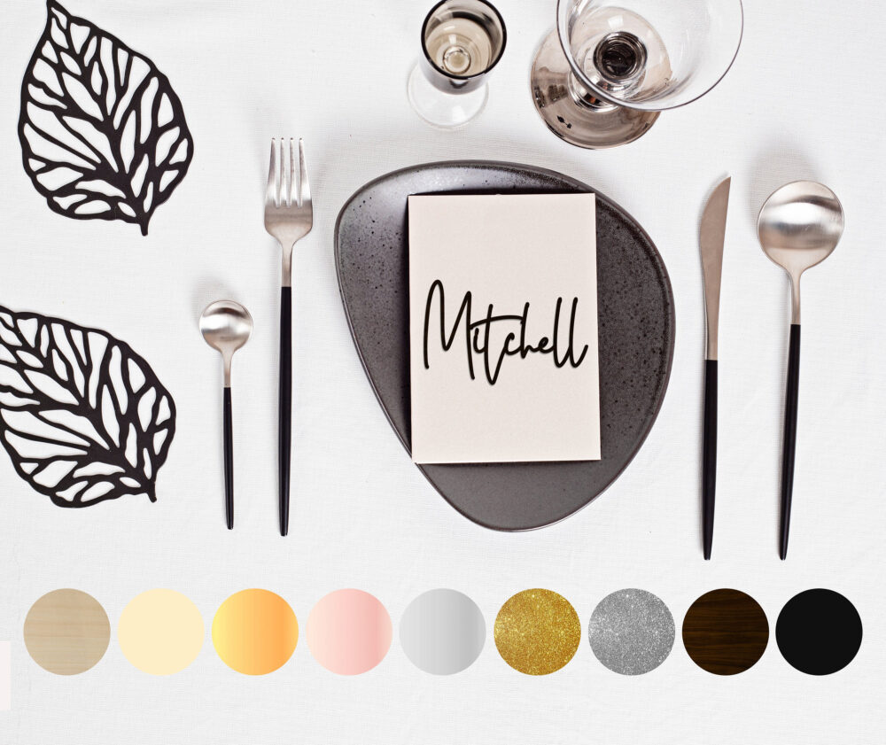 3D Wedding Name Place Card Wood Acrylic Setting Personalized Plates Table Laser Cut Names [121]