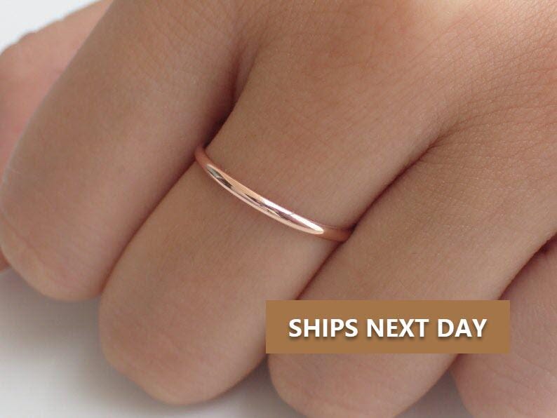 1.8mm Simple Thin Plain Wedding Band, Smooth Dainty 925 Sterling Silver Band