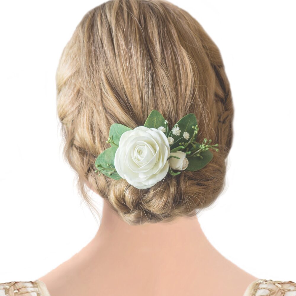 Wedding Flower Hair Comb Eucalyptus - Bridal Floral Headpiece